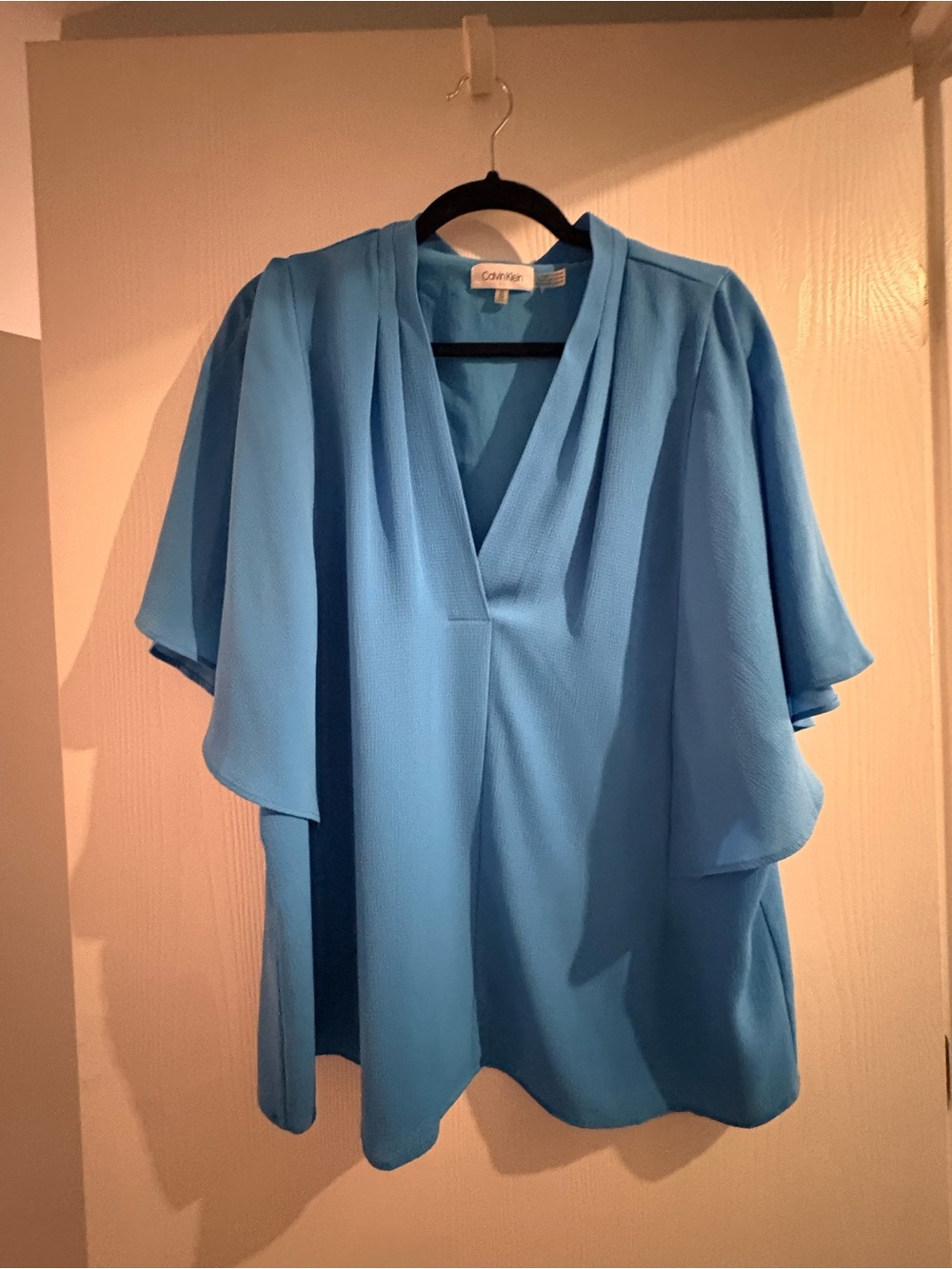 Calvin Klein Bright Blue V-Neck Blouse,XL